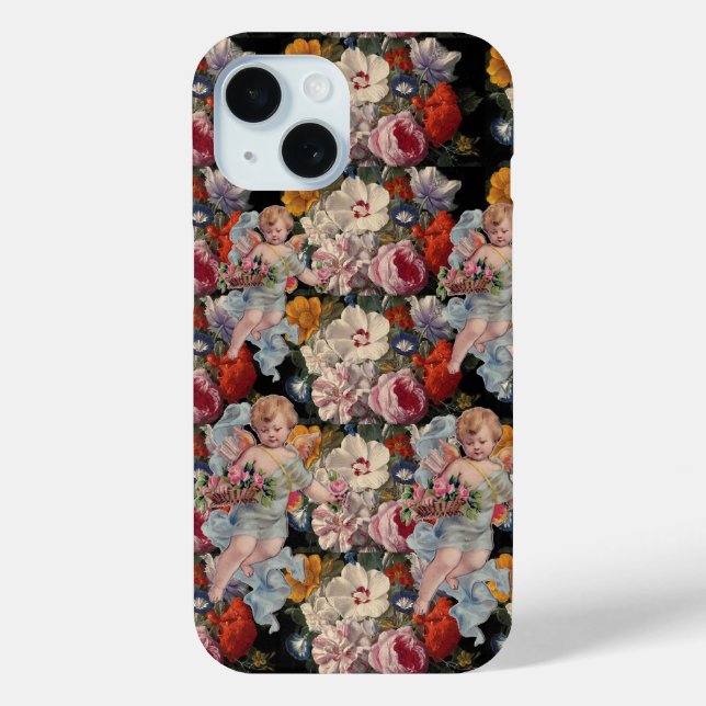ROMANTIC ANGEL GATHERING PINK ROSES AND FLOWERS Case-Mate iPhone CASE (Back)