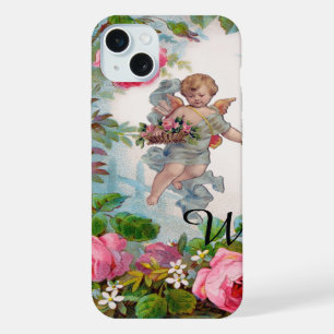 ROMANTIC ANGEL GATHERING PINK ROSES AND FLOWERS iPhone 15 PLUS CASE