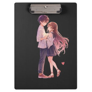 Romantic Anime Couple - Cute Aesthetic Lovers Art  Clipboard
