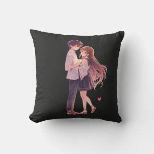 Romantic Anime Couple - Cute Aesthetic Lovers Art  Cushion
