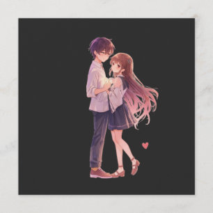 Romantic Anime Couple - Cute Aesthetic Lovers Art  Invitation