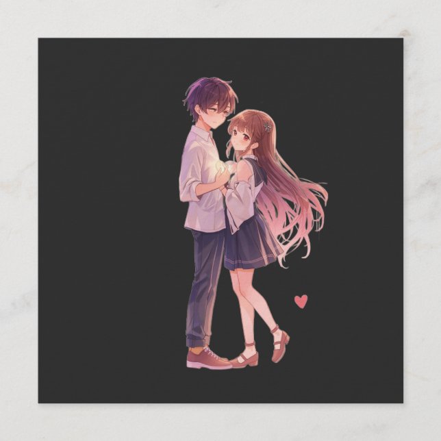 Romantic Anime Couple - Cute Aesthetic Lovers Art  Invitation (Front)