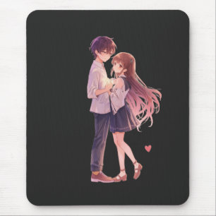 Romantic Anime Couple - Cute Aesthetic Lovers Art Mouse Pad