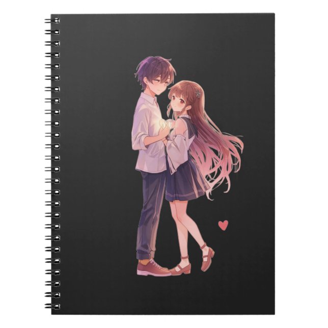 Romantic Anime Couple - Cute Aesthetic Lovers Art  Notebook (Front)