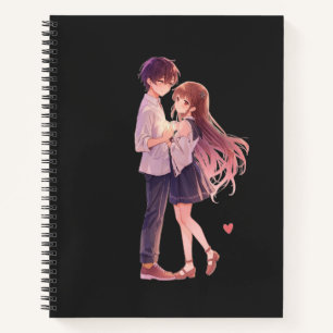 Romantic Anime Couple - Cute Aesthetic Lovers Art Notebook