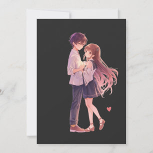 Romantic Anime Couple - Cute Aesthetic Lovers Art  Save The Date