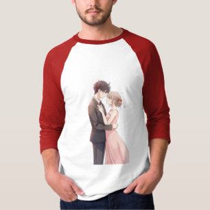 Romantic Anime Couple Embrace T-Shirt