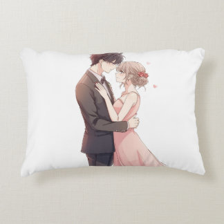 Romantic Anime Couple Embrace T-Shirt Decorative Cushion