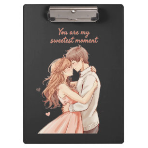 Romantic Anime Couple - Sweet Valentine Moment Clipboard