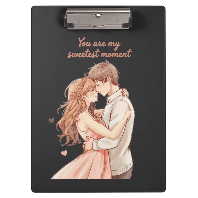 Romantic Anime Couple - Sweet Valentine Moment Clipboard (Front)