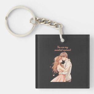 Romantic Anime Couple - Sweet Valentine Moment Key Ring