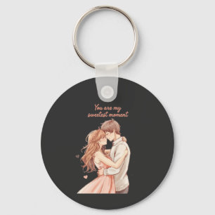 Romantic Anime Couple - Sweet Valentine Moment Key Ring