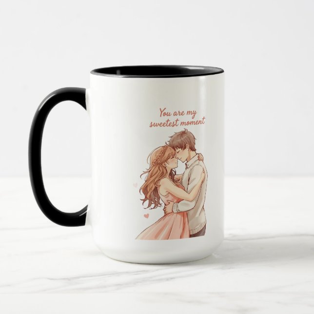Romantic Anime Couple - Sweet Valentine Moment Mug (Left)