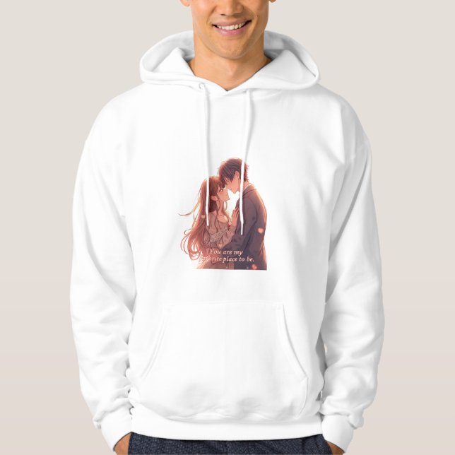 Romantic Anime Couple - Valentine's Day  Aesthetic Hoodie (Front)