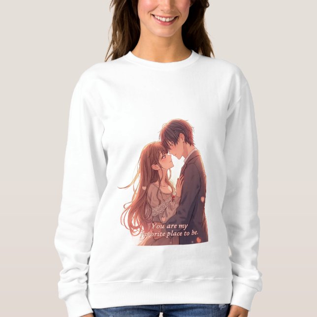 Romantic Anime Couple - Valentine's Day  Aesthetic Sweatshirt (Front)
