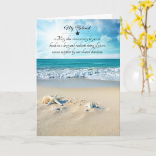 Romantic Anniversary Sandy Beach and Coastal Waves Card