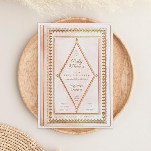 Romantic Antique Book Blush Baby Shower Invitation
