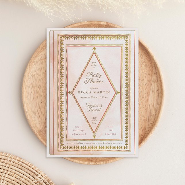Romantic Antique Book Blush Baby Shower Invitation (Creator Uploaded)