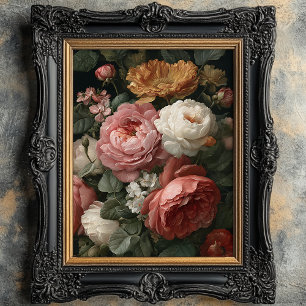 Romantic Antique Dark Moody Floral Art Print