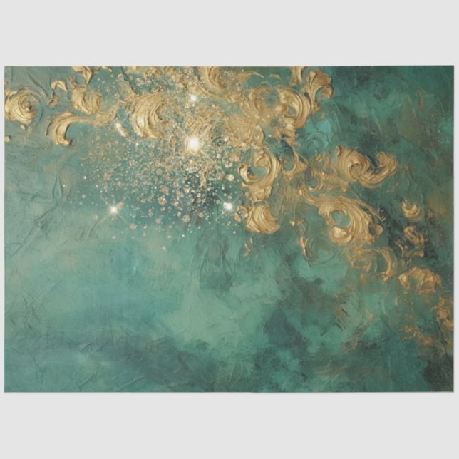 Romantic Antique Emerald and Gold Design Series 10 Tissue Paper (Front)
