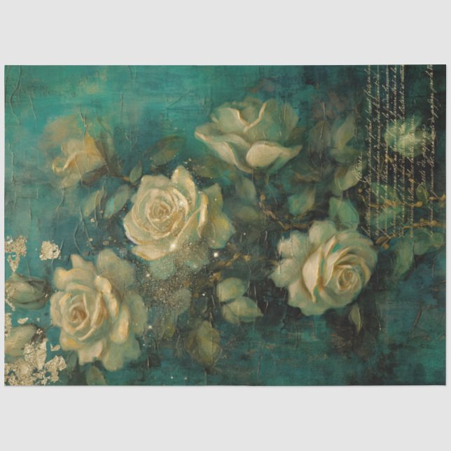Romantic Antique Emerald and Gold Design Series 2 Tissue Paper (Front)