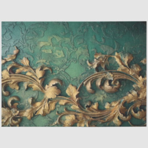 Romantic Antique Emerald and Gold Design Series 6 Tissue Paper