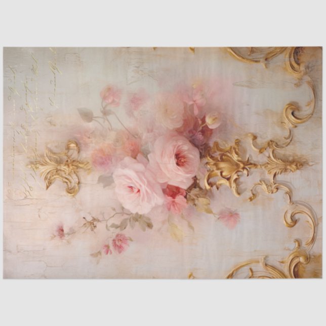 Romantic Antique Pink and Gold Design Series 15 Tissue Paper (Front)