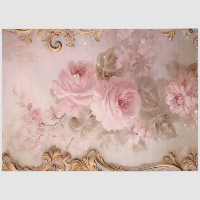 Romantic Antique Pink and Gold Design Series 2 Tissue Paper (Front)