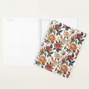 Romantic Antique Red Roses Cottagecore Floral Planner