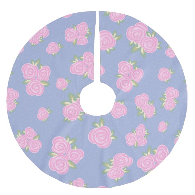Romantic Antique Rose Design Brushed Polyester Tree Skirt (Front)