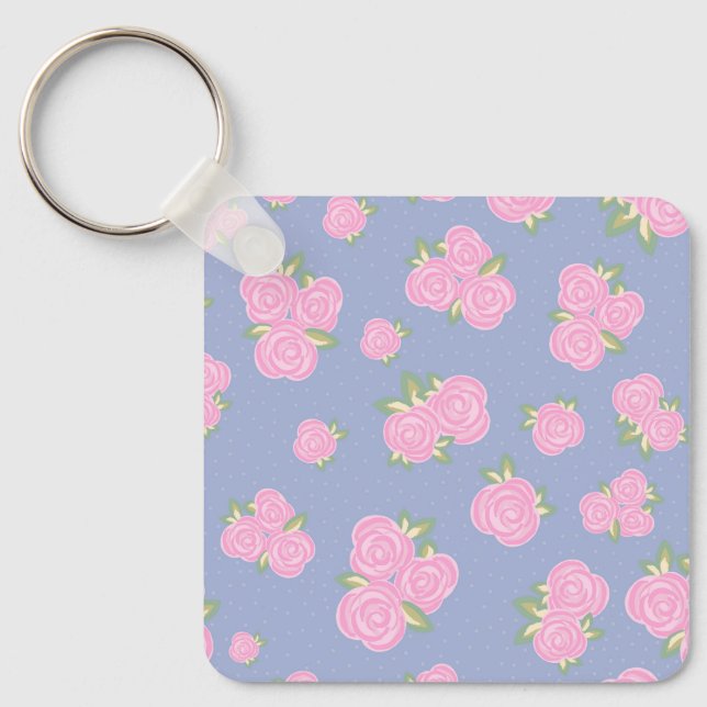 Romantic Antique Rose Design Key Ring (Front)