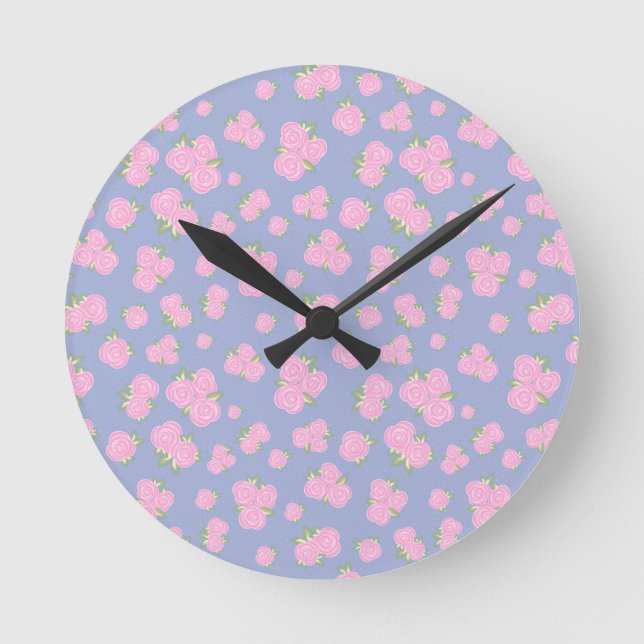 Romantic Antique Rose Design Round Clock (Front)