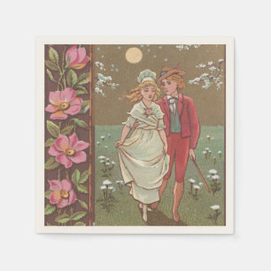 Romantic Antique Saint Valentine's Day Card, 1876 Napkin