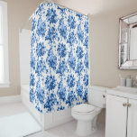 Romantic Antique Vintage Roses-Blue on White Shower Curtain<br><div class="desc">Elegant and classic antique vintage Delft blue roses on white background.</div>