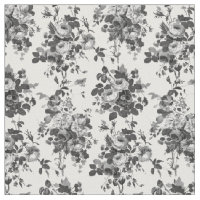 Romantic Antique Vintage Roses-Grey on White