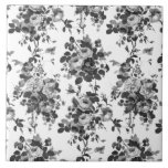 Romantic Antique Vintage Roses-Grey on White Tile<br><div class="desc">Elegant seamless antique vintage monochrome grey roses on white background.</div>