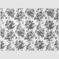 Romantic Antique Vintage Roses-Grey on White