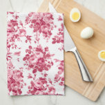 Romantic Antique Vintage Roses-Pink on White Tea Towel<br><div class="desc">Elegant seamless antique vintage monochrome pink roses on white background.</div>