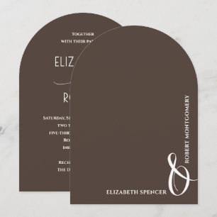 Romantic Arched Chocolate Wedding Invitation
