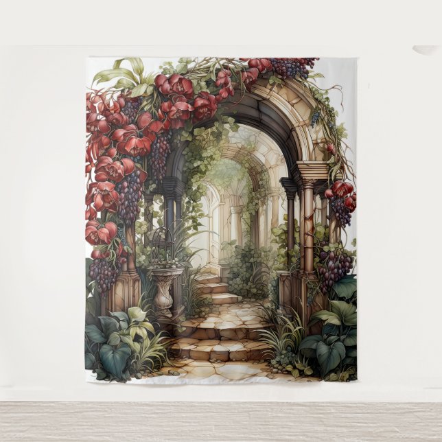 Romantic Archway Wedding Backdrop Tapestry (Front)