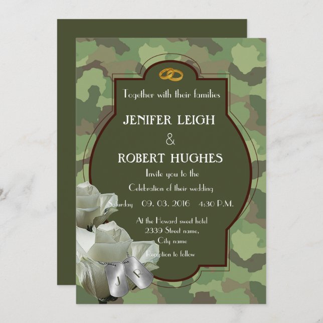 Romantic Army Wedding Invitation (Front/Back)