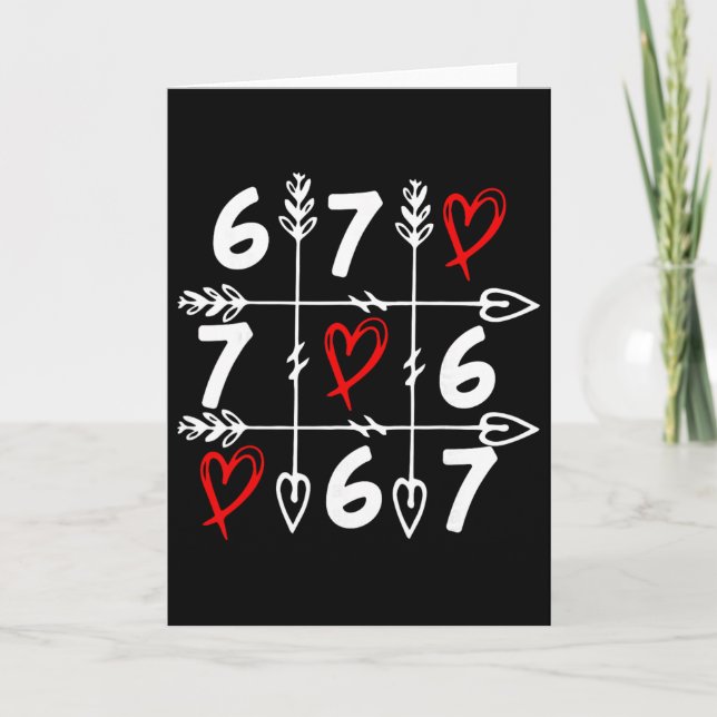 Romantic Arrow Grid Art Featuring Trendy 6 7 Numbe Card (Front)