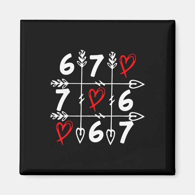 Romantic Arrow Grid Art Featuring Trendy 6 7 Numbe Magnet (Front)