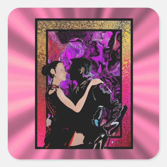 Romantic Art Deco style dancers Square Sticker (Front)