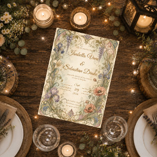 Romantic Art Nouveau Botanical Elegance Wedding Invitation