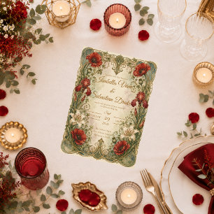 Romantic Art Nouveau Floral Elegance Wedding Invitation