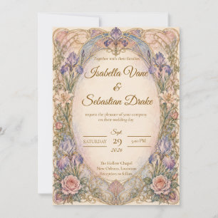 Romantic Art Nouveau Iris Wedding Invitation