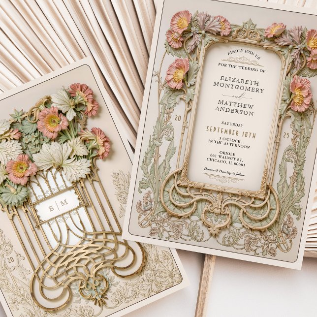 Romantic Art Nouveau Wedding Invitation (Creator Uploaded)