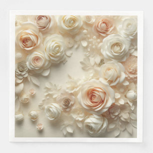 Romantic Art with Whimsical Scattered Roses Napkin