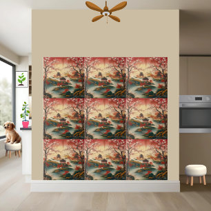 Romantic Asian Landscape Chinoiserie Tile Decor